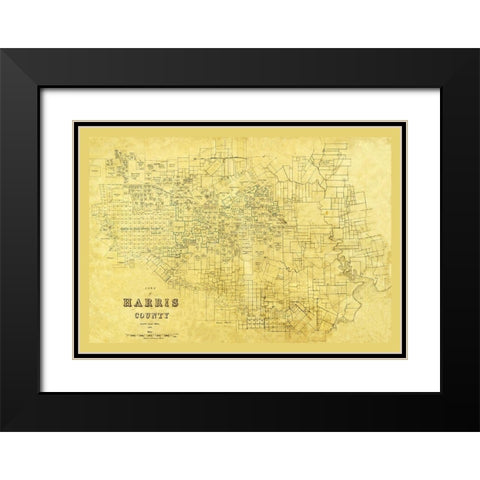 Harris County Texas - 1876 Black Modern Wood Framed Art Print with Double Matting by Unknown