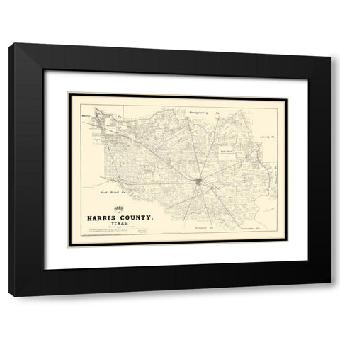 Harris County Texas - Walsh 1879 Black Modern Wood Framed Art Print with Double Matting by Walsh