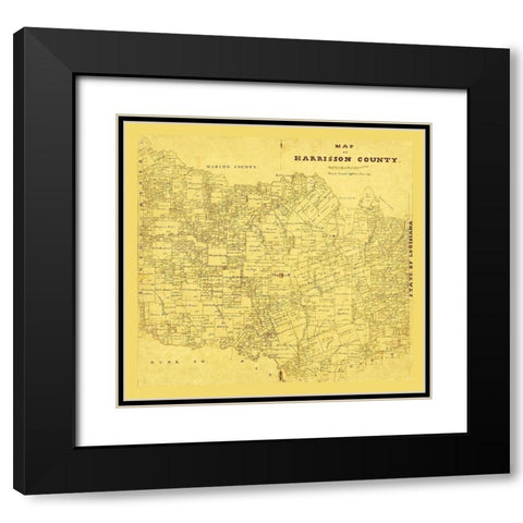 Harrison County Texas - 1871 Black Modern Wood Framed Art Print with Double Matting by Unknown