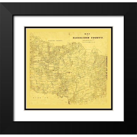 Harrison County Texas - 1871 Black Modern Wood Framed Art Print with Double Matting by Unknown