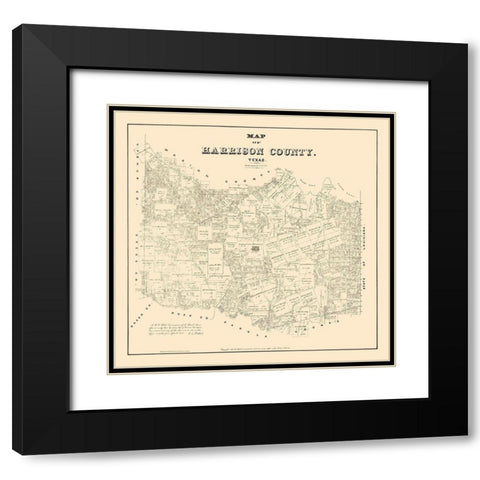 Harrison County Texas - Walsh 1879 Black Modern Wood Framed Art Print with Double Matting by Walsh