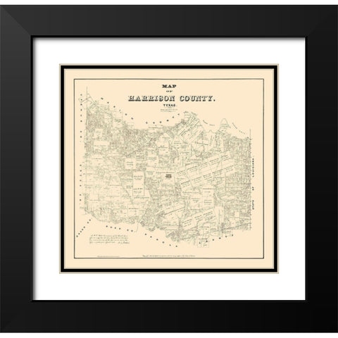 Harrison County Texas - Walsh 1879 Black Modern Wood Framed Art Print with Double Matting by Walsh