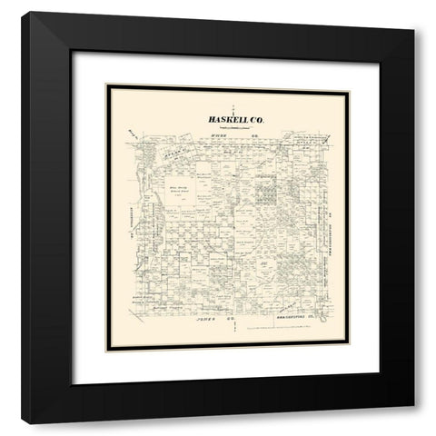 Haskell County Texas - Walsh 1879 Black Modern Wood Framed Art Print with Double Matting by Walsh