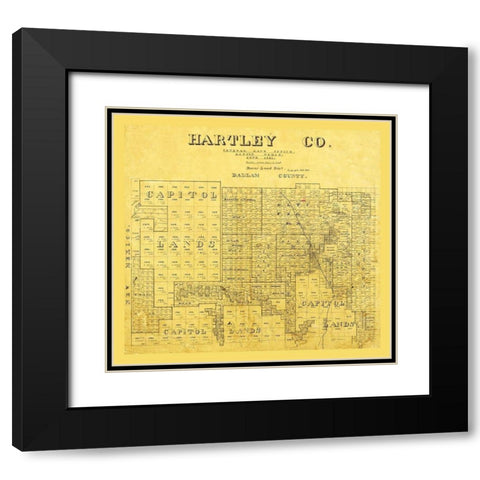 Hartley County Texas -1891 Black Modern Wood Framed Art Print with Double Matting by Unknown