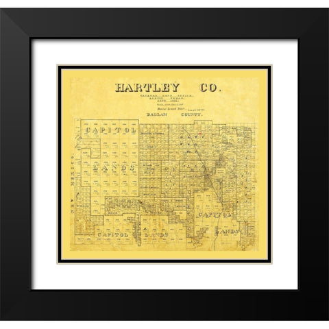 Hartley County Texas -1891 Black Modern Wood Framed Art Print with Double Matting by Unknown