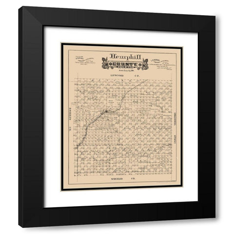 Hemphill County Texas - Hall 1888 Black Modern Wood Framed Art Print with Double Matting by Hall
