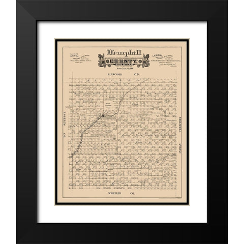 Hemphill County Texas - Hall 1888 Black Modern Wood Framed Art Print with Double Matting by Hall