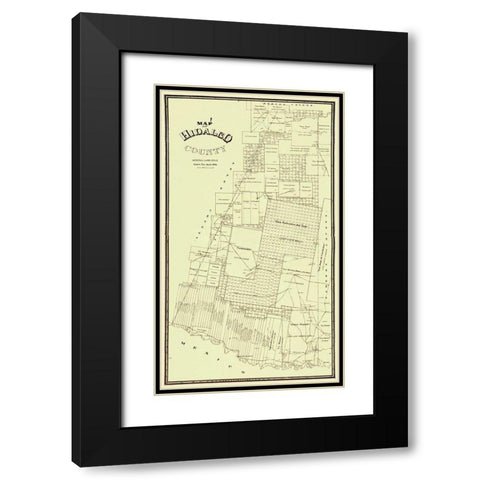 Hidalgo Texas - Land Office 1896 Black Modern Wood Framed Art Print with Double Matting by Land Office