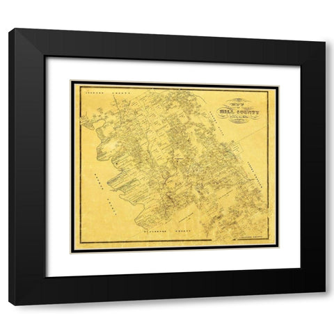 Hill County Texas - Martin 1857 Black Modern Wood Framed Art Print with Double Matting by Martin