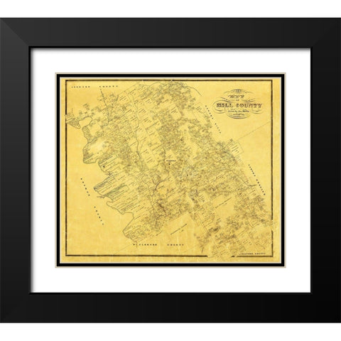 Hill County Texas - Martin 1857 Black Modern Wood Framed Art Print with Double Matting by Martin