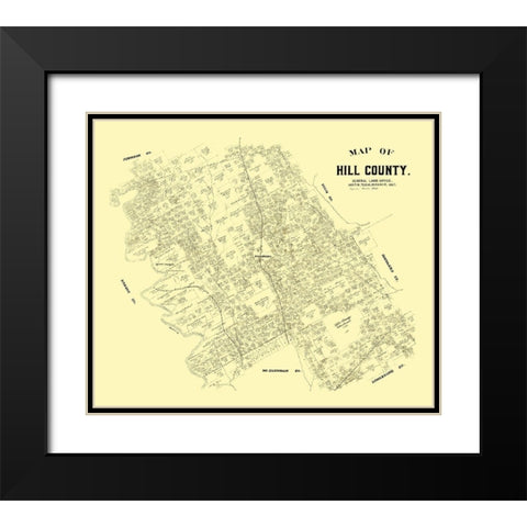 Hill County Texas - 1882 Black Modern Wood Framed Art Print with Double Matting by Unknown