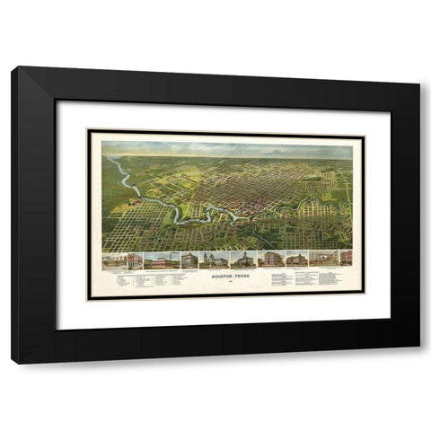 Houston Texas - 1891 Black Modern Wood Framed Art Print with Double Matting by Unknown