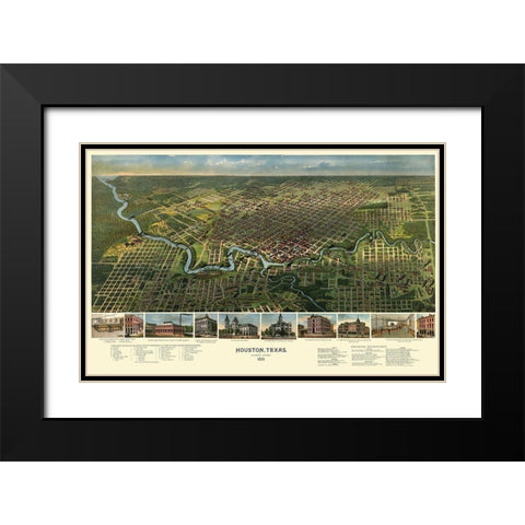 Houston Texas - Westyard 1891 Black Modern Wood Framed Art Print with Double Matting by Westyard