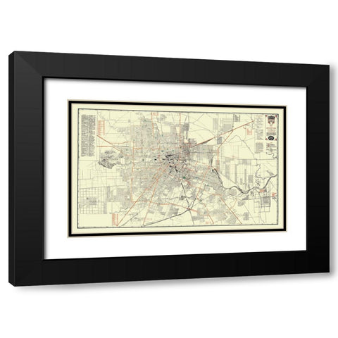 Houston Texas - Jones 1930 Black Modern Wood Framed Art Print with Double Matting by Jones