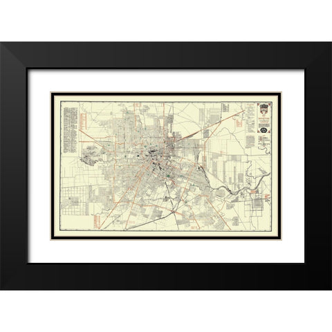Houston Texas - Jones 1930 Black Modern Wood Framed Art Print with Double Matting by Jones