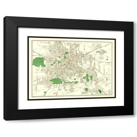 Houston Texas - Evans 1937 Black Modern Wood Framed Art Print with Double Matting by Evans