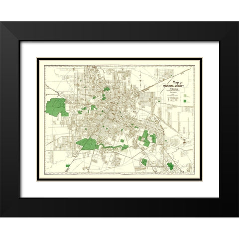 Houston Texas - Evans 1937 Black Modern Wood Framed Art Print with Double Matting by Evans