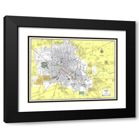 Houston Texas - Ashburn 1950 Black Modern Wood Framed Art Print with Double Matting by Ashburn