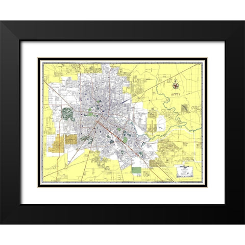 Houston Texas - Ashburn 1950 Black Modern Wood Framed Art Print with Double Matting by Ashburn