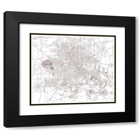 Houston Texas - Bracey 1945 Black Modern Wood Framed Art Print with Double Matting by Bracey