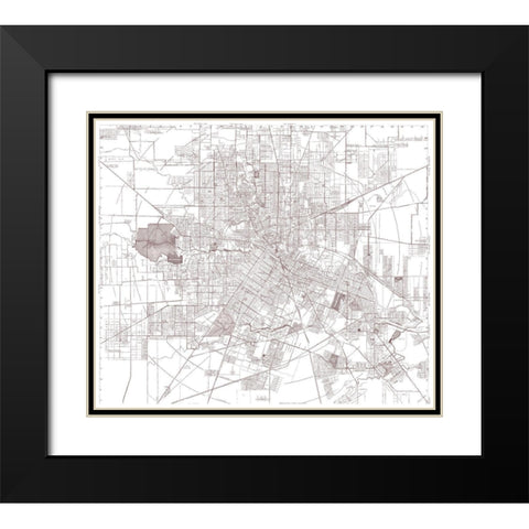 Houston Texas - Bracey 1945 Black Modern Wood Framed Art Print with Double Matting by Bracey