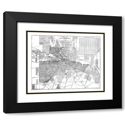 Houston Texas - Blue 1920 Black Modern Wood Framed Art Print with Double Matting by Blue