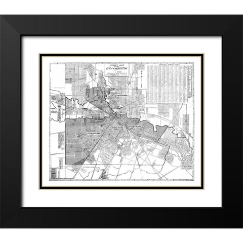 Houston Texas - Blue 1920 Black Modern Wood Framed Art Print with Double Matting by Blue