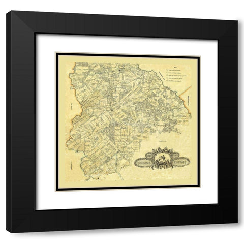 Houston County Texas - 1868 Black Modern Wood Framed Art Print with Double Matting by Unknown