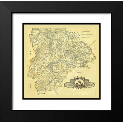 Houston County Texas - 1868 Black Modern Wood Framed Art Print with Double Matting by Unknown