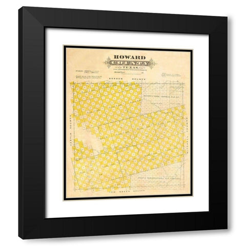 Howard County Texas - Marshall 1870 Black Modern Wood Framed Art Print with Double Matting by Marshall