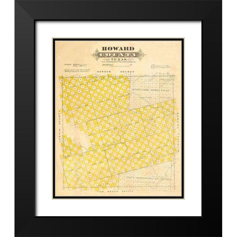 Howard County Texas - Marshall 1870 Black Modern Wood Framed Art Print with Double Matting by Marshall