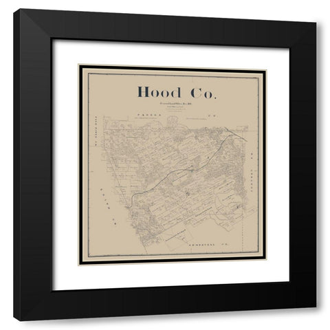 Hood County Texas - Beaumont 1893 Black Modern Wood Framed Art Print with Double Matting by Beaumont