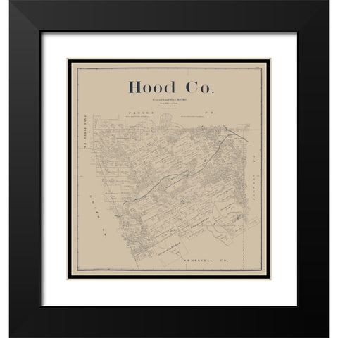 Hood County Texas - Beaumont 1893 Black Modern Wood Framed Art Print with Double Matting by Beaumont