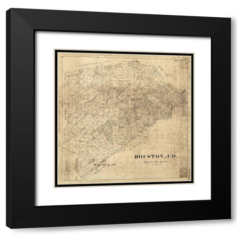 Houston County Texas -1896 Black Modern Wood Framed Art Print with Double Matting by Unknown