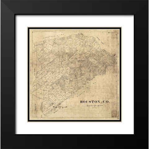Houston County Texas -1896 Black Modern Wood Framed Art Print with Double Matting by Unknown