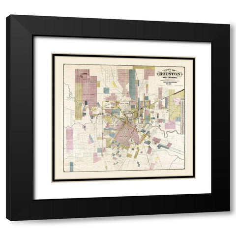Houston Texas - Whitty 1895 Black Modern Wood Framed Art Print with Double Matting by Whitty