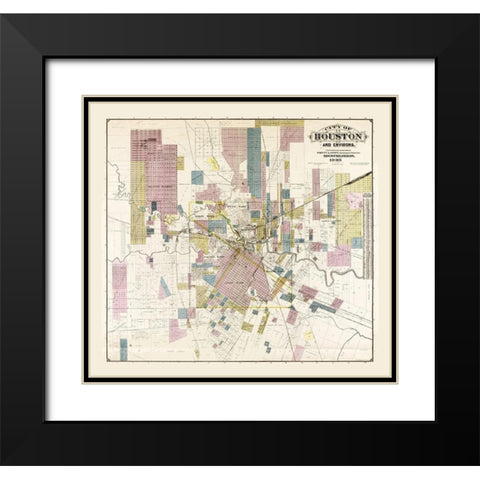 Houston Texas - Whitty 1895 Black Modern Wood Framed Art Print with Double Matting by Whitty