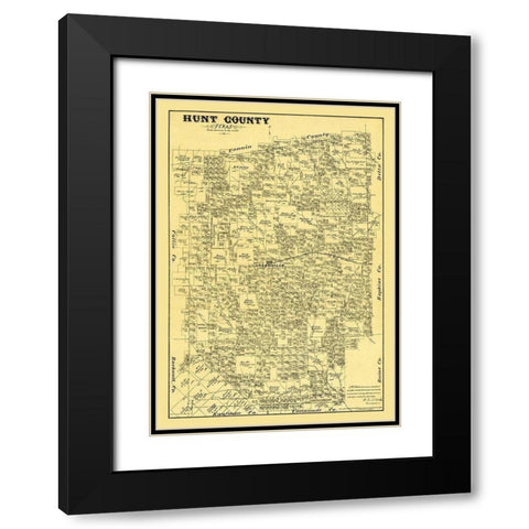 Hunt County Texas - Walsh 1879 Black Modern Wood Framed Art Print with Double Matting by Walsh