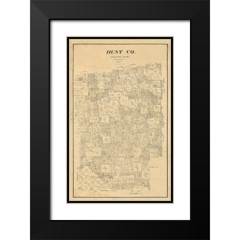 Hunt County Texas - Pressler 1894 Black Modern Wood Framed Art Print with Double Matting by Pressler
