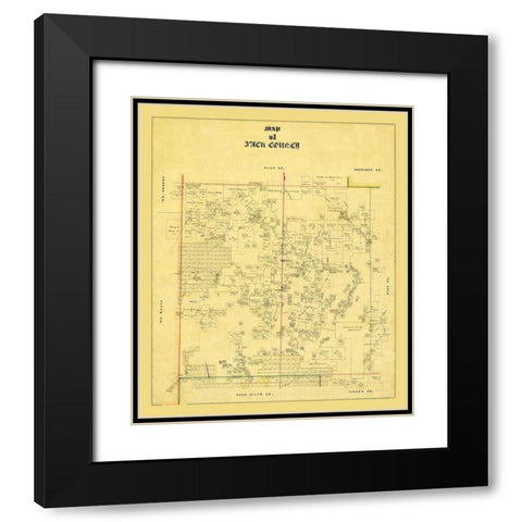 Jack County Texas - 1868 Black Modern Wood Framed Art Print with Double Matting by Unknown