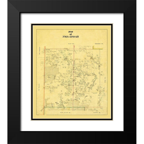 Jack County Texas - 1868 Black Modern Wood Framed Art Print with Double Matting by Unknown