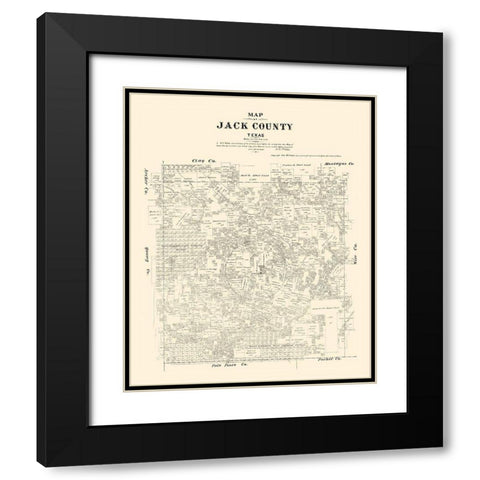 Jack County Texas - Walsh 1879 Black Modern Wood Framed Art Print with Double Matting by Walsh
