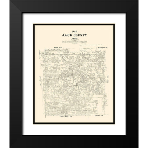 Jack County Texas - Walsh 1879 Black Modern Wood Framed Art Print with Double Matting by Walsh