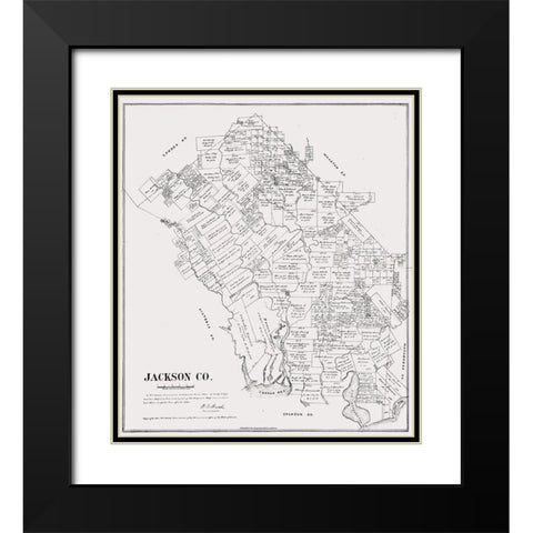Jackson County Texas - Walsh 1880 Black Modern Wood Framed Art Print with Double Matting by Walsh