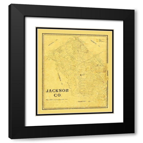 Jackson County Texas - 1867 Black Modern Wood Framed Art Print with Double Matting by Unknown
