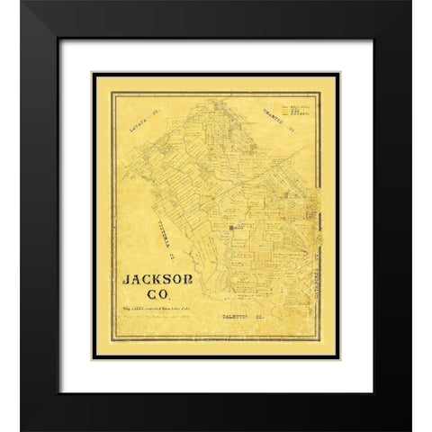Jackson County Texas - 1867 Black Modern Wood Framed Art Print with Double Matting by Unknown
