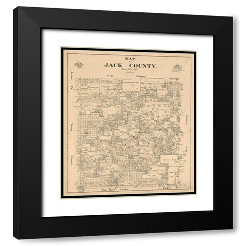 Jack County Texas - Baker 1896 Black Modern Wood Framed Art Print with Double Matting by Baker