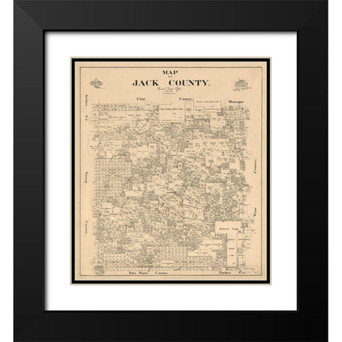 Jack County Texas - Baker 1896 Black Modern Wood Framed Art Print with Double Matting by Baker