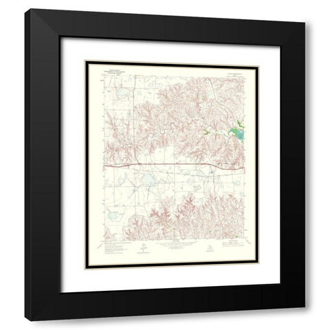 Jericho Texas Quad - USGS 1967 Black Modern Wood Framed Art Print with Double Matting by USGS