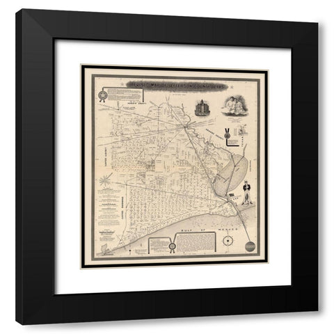 Jefferson County Texas - Higgins 1898 Black Modern Wood Framed Art Print with Double Matting by Higgins